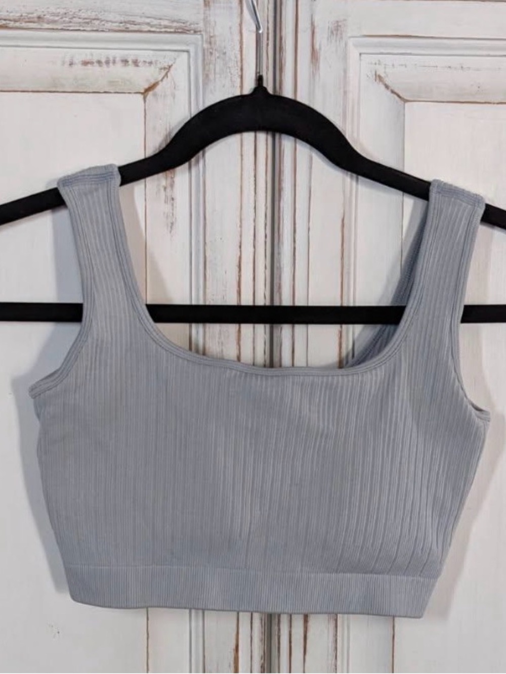 Buffbunny  Collection Ribbed Sports Bra Crop Top Gray Large